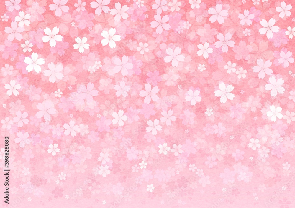 桜の花が一面に咲く横長の背景イラスト vol.01