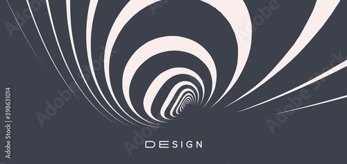 Abstract digital signal form. Sound wave and line in a circle. Striped background with ripple effect. Vector illustration for cover, poster, flyer or banner.