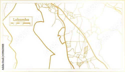 Lobamba Swaziland City Map in Retro Style in Golden Color. Outline Map.