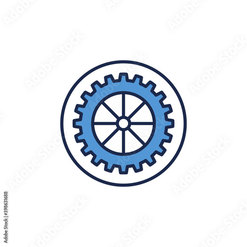 Blue Gear in Circle vector concept icon or logo element
