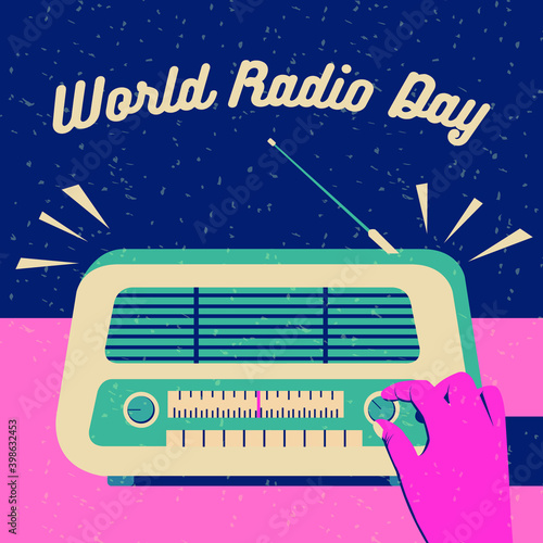 World radio background vintage design vector