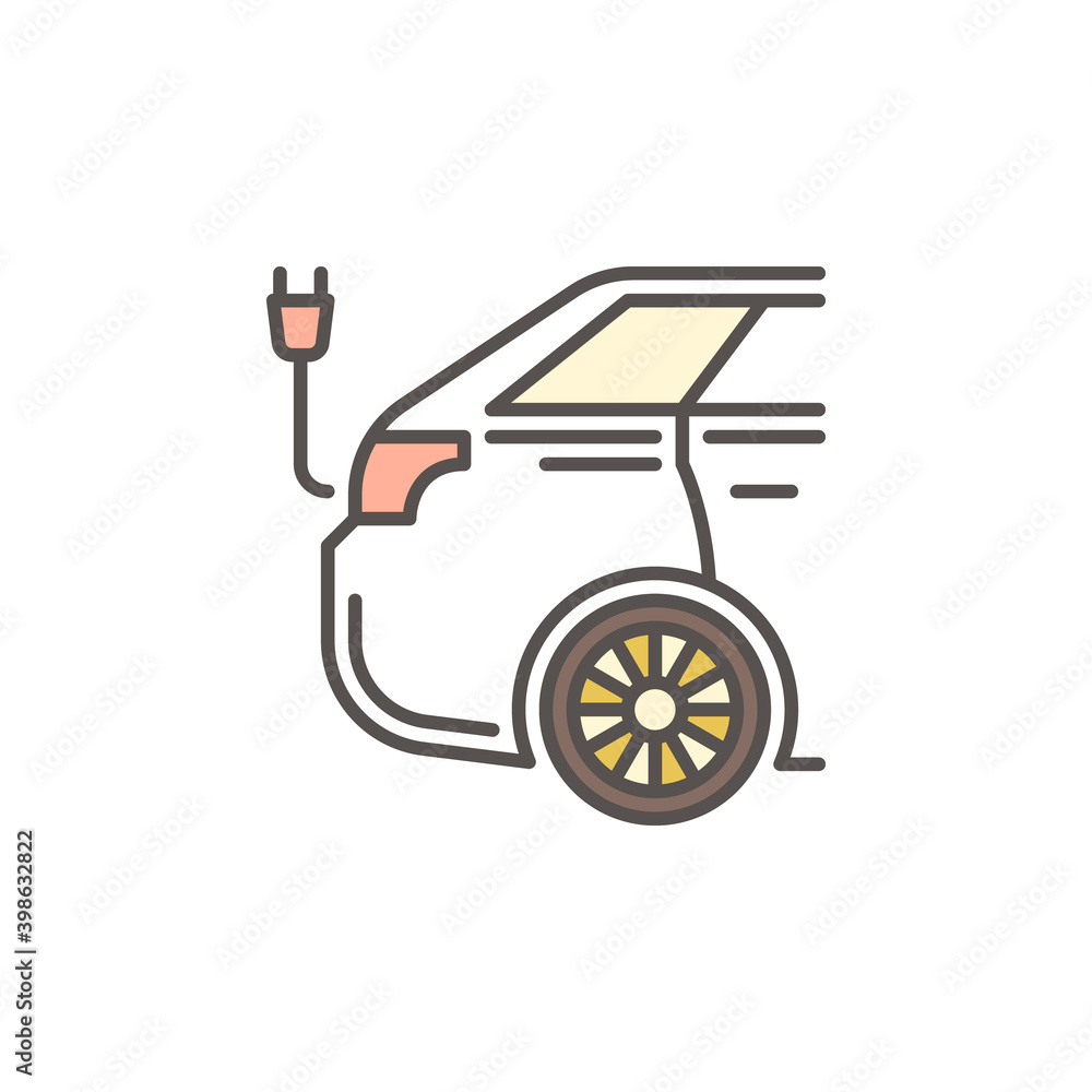 Electric Vehicle with Plug vector concept colored icon or symbol