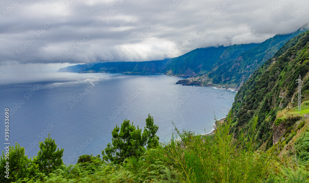 North coast of Madeira island on a cloudy day.