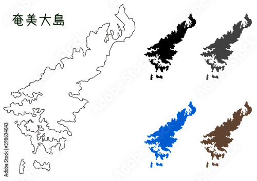 奄美大島の地図ベクター