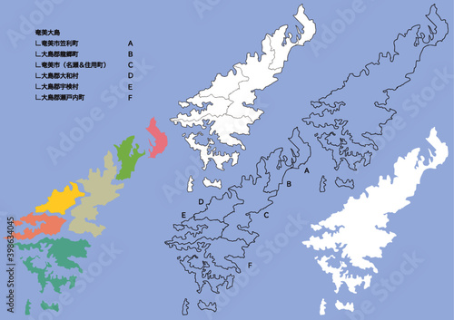 奄美大島の地図ベクター