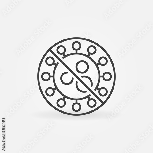Stop Virus linear icon. No Bacteria vector concept symbol or logo element