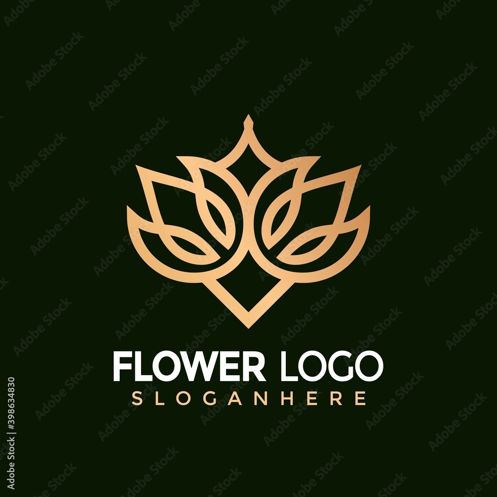 Minimalist Elegant flower logo, Golden Lotus fashion modern logos Designs Vector