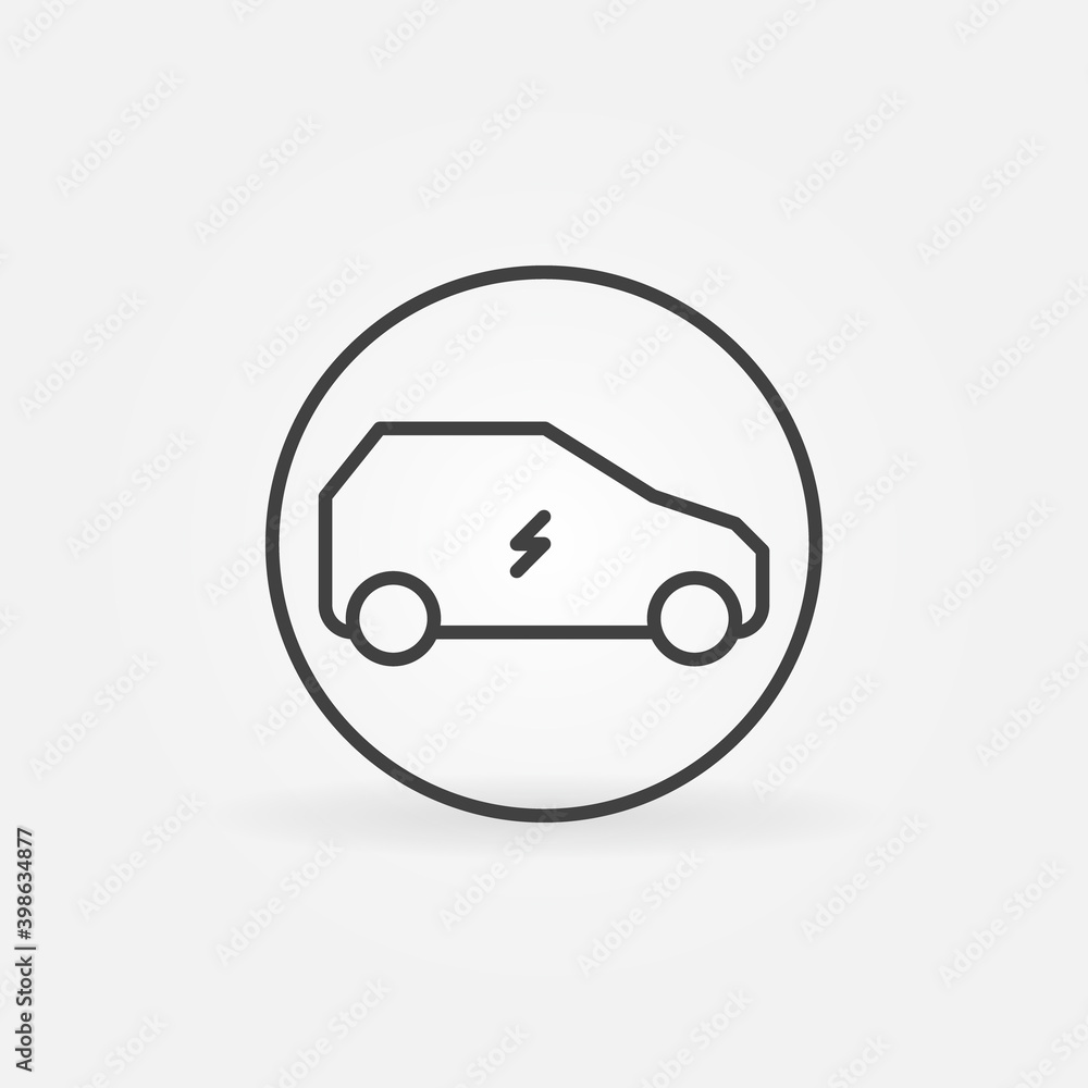EV vector concept round minimal icon or sign in outline style
