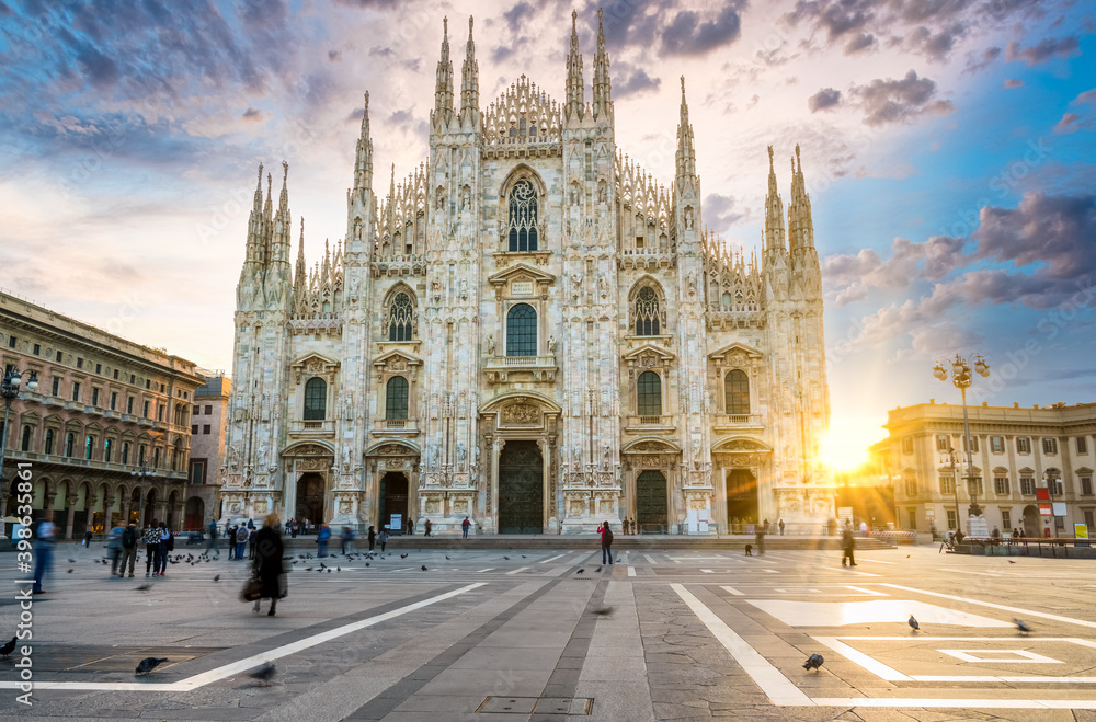 Duomo cathedral at sunrise in Milan, Italy
