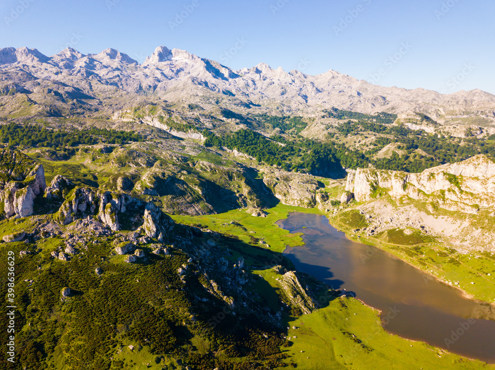 Mountain lakes and beautiful landscape, Lakes of Covadonga, Peaks of Europe