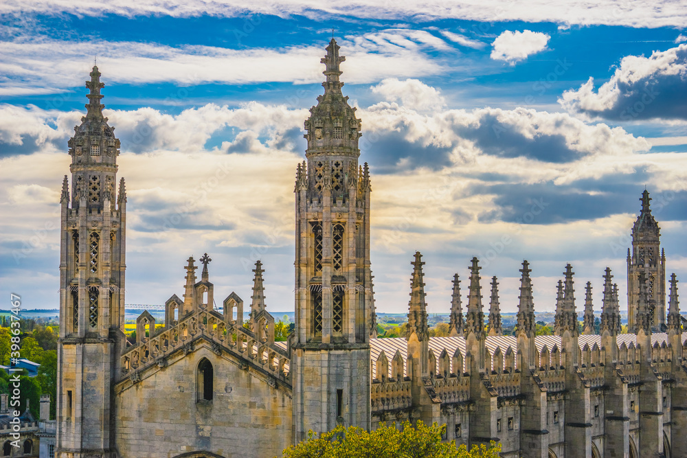 Sunset sky over Cambridge city in England