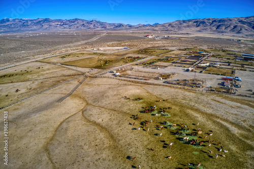 Aerial View of Nevada State Horse Corral where Wild Horses await sale