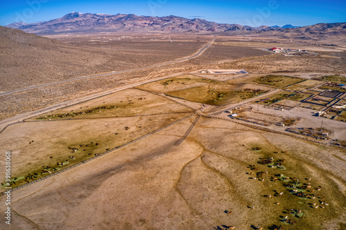 Aerial View of Nevada State Horse Corral where Wild Horses await sale