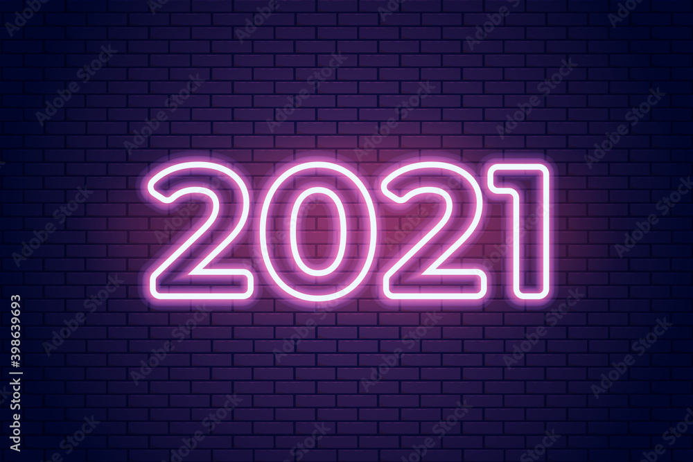 Neon sign text banner 2021. Vector illustrator Neon sign text banner 2021. Vector illustrator