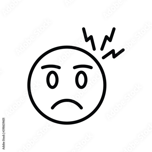 Black line icon for worry
