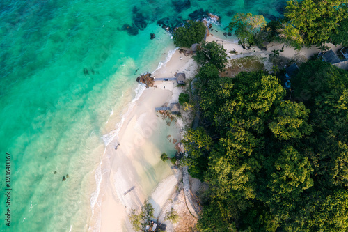 Aerial top view of beautiful seascape Island of Koh mannok. Thailand