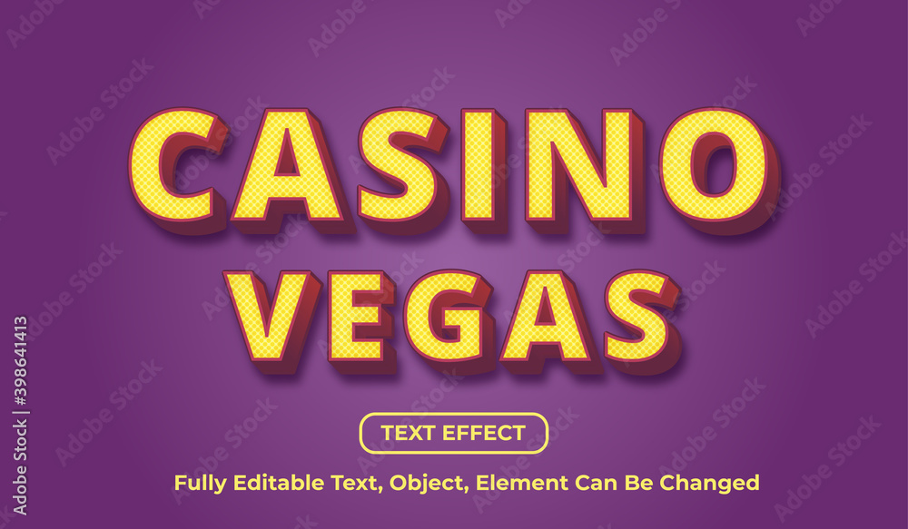 casino vegas text, 3d modern and trendy text effect template