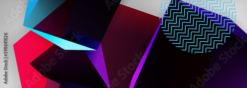 Low poly 3d geometric shapes, minimal abstract background. Vector illustrations for covers, banners, flyers and posters and other