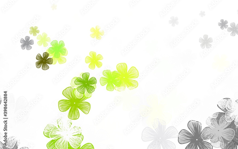 Fototapeta premium Light Green vector abstract backdrop with flowers.