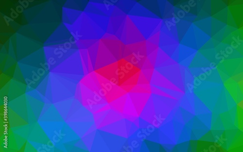 Dark Multicolor  Rainbow vector polygon abstract background. Glitter abstract illustration with an elegant design. Triangular pattern for your business design.