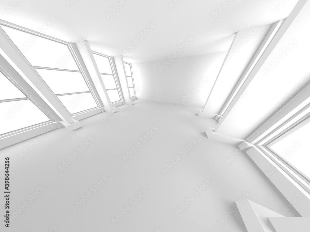 Obraz premium Illuminated corridor interior design. Empty Room Interior Background