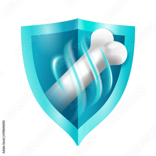Calcium effect 3D icon in shield shape