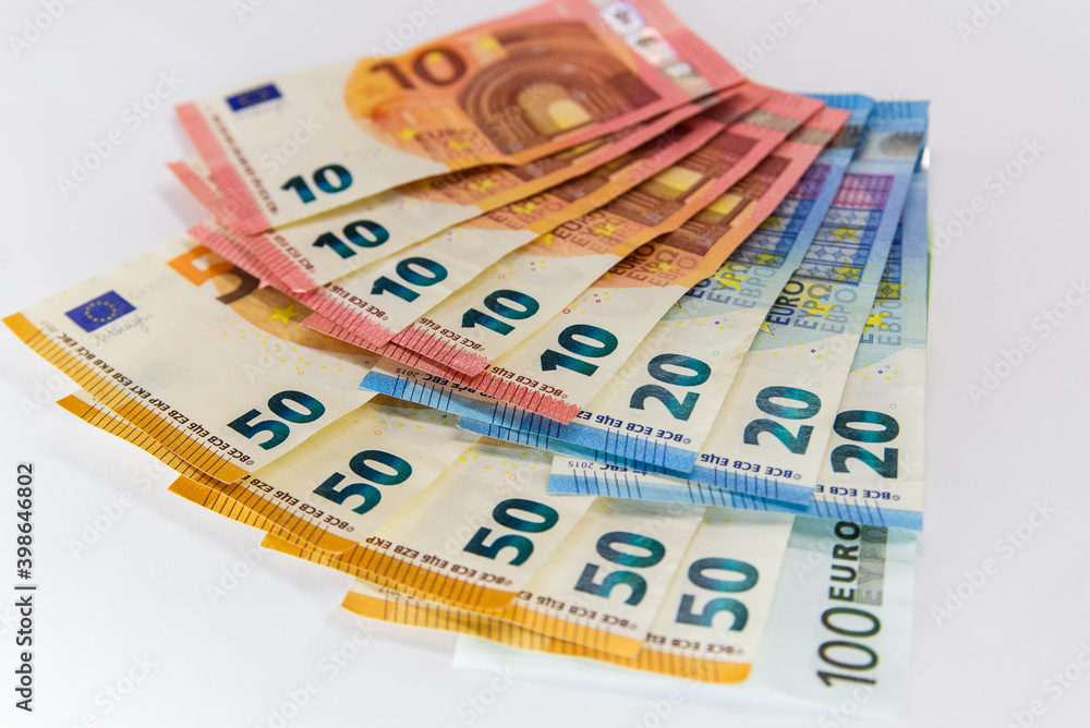 Euro banknotes isolated over white with clipping path Euro banknotes isolated over white with clipping path