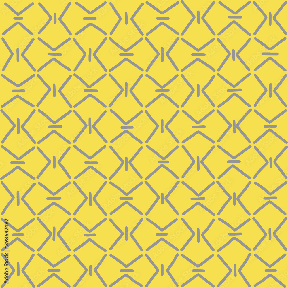 Fototapeta premium Optical seamless pattern with 2021 colors (Ultimate Gray + Illuminating). Trend background for your design. Hand draw, stock illustration.