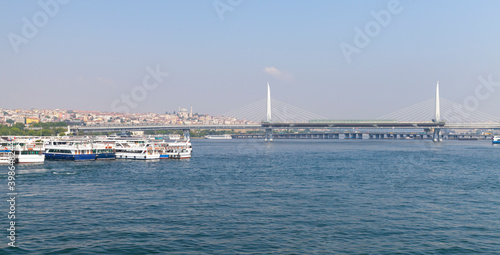 Golden Horn Metro Bridge at sunny day, Istanbul