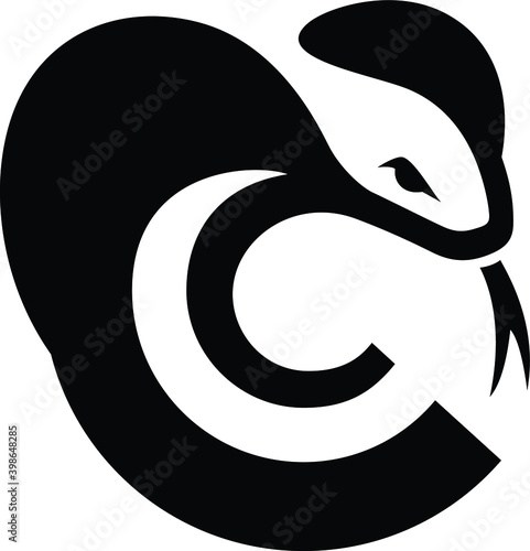 Minimalist Design of Cobra Shaped As Letter C