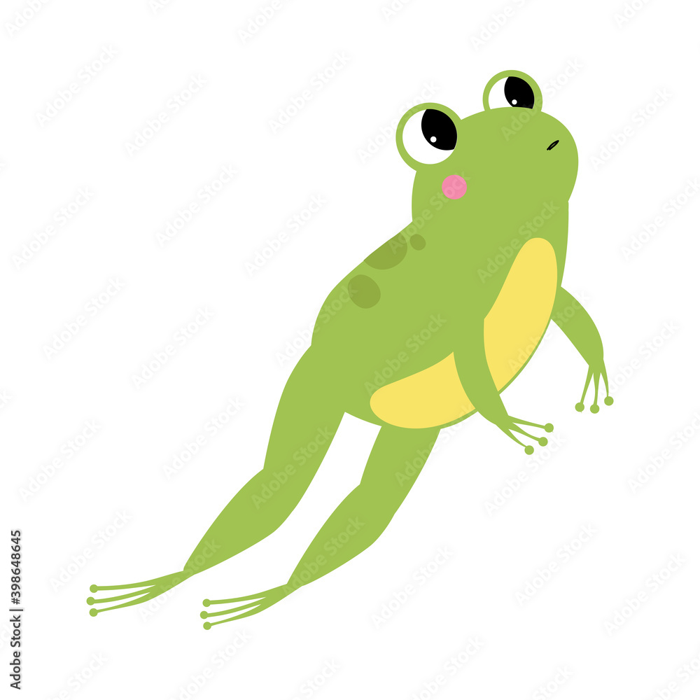 Fototapeta premium Cute Green Frog with Protruding Eyes Jumping Vector Illustration