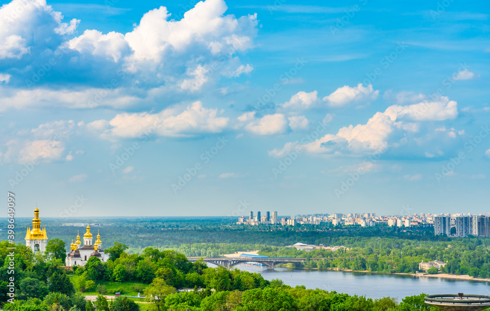 All-Saints Church and skyline of kiev at Pechersk Lavra, Ukraine