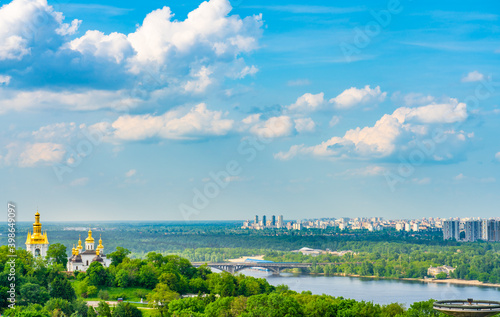 All-Saints Church and skyline of kiev at Pechersk Lavra, Ukraine photo