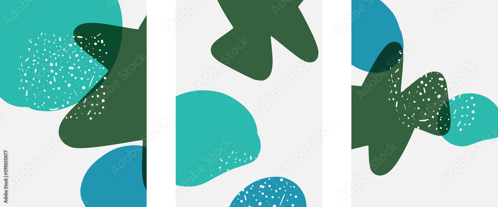 Fototapeta premium Hand drawn doodle shapes, wall art painting style, vector abstract background templates. A4 poster design or for covers, banners, flyers