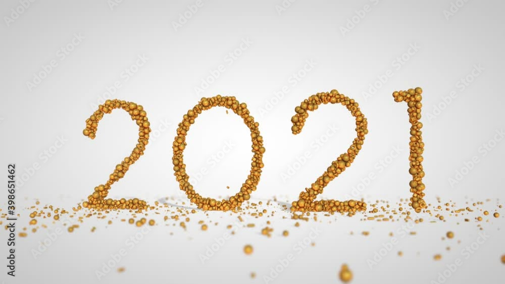 2021 New Year sign made from golden holiday globes, Luma Matte 2021 New Year sign made from golden holiday globes, Luma Matte