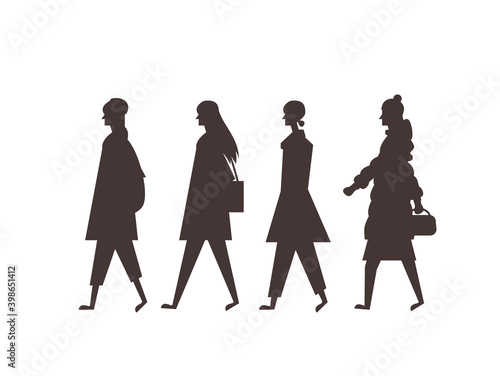 歩行者　若い女性　シルエット