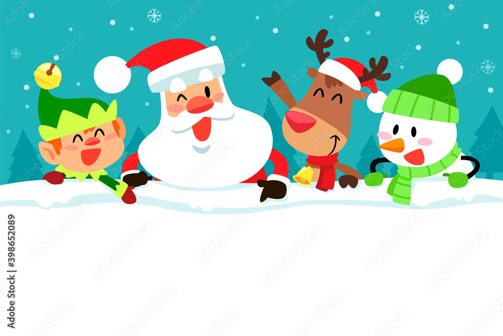 christmas characters on top of blank space