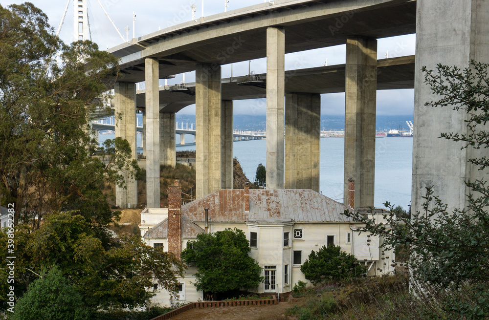 Old Anachronistic House Beneath Overpass Old Anachronistic House Beneath Overpass