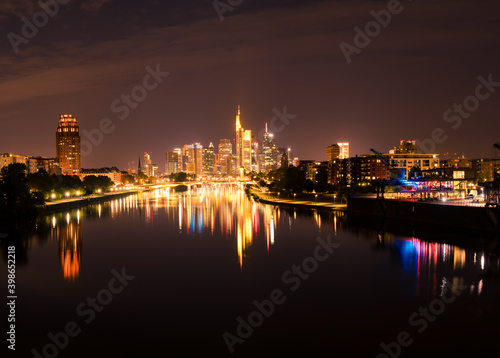 Frankfurt city skyline in Germany at night