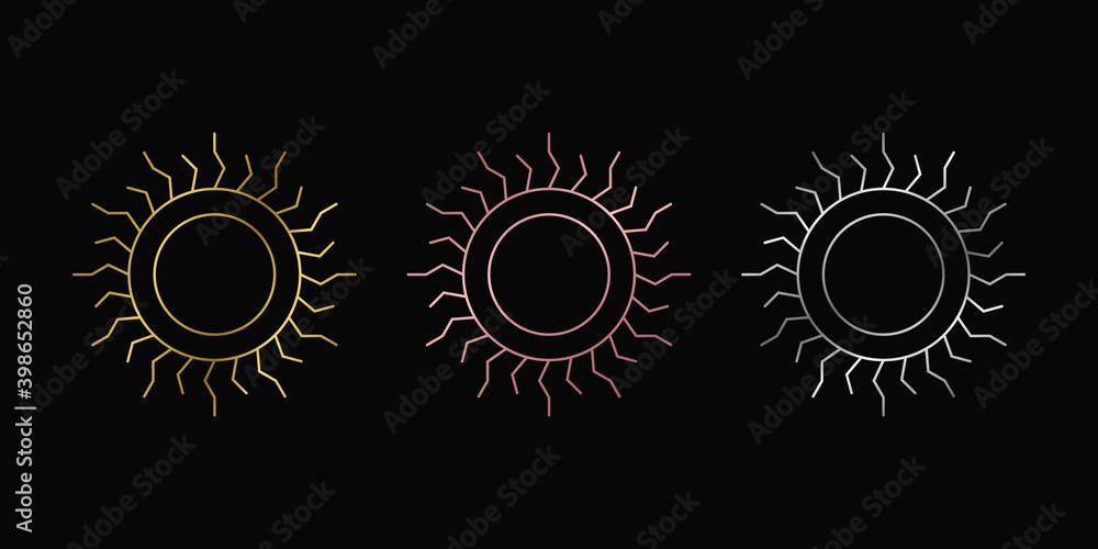 Fototapeta premium Sun symbol with gold, rose gold and silver premium logo design