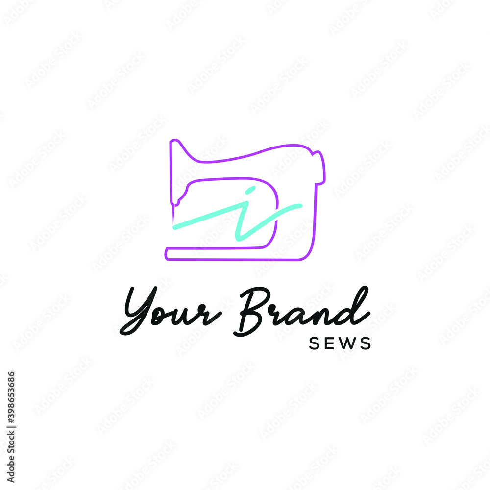 Initial i letter typography with sewing machine for tailor, craft, hand made, fashion business logo Initial i letter typography with sewing machine for tailor, craft, hand made, fashion business logo