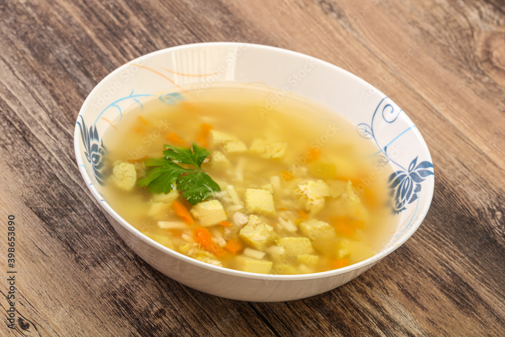 Tasty chicken soup with carrot Tasty chicken soup with carrot