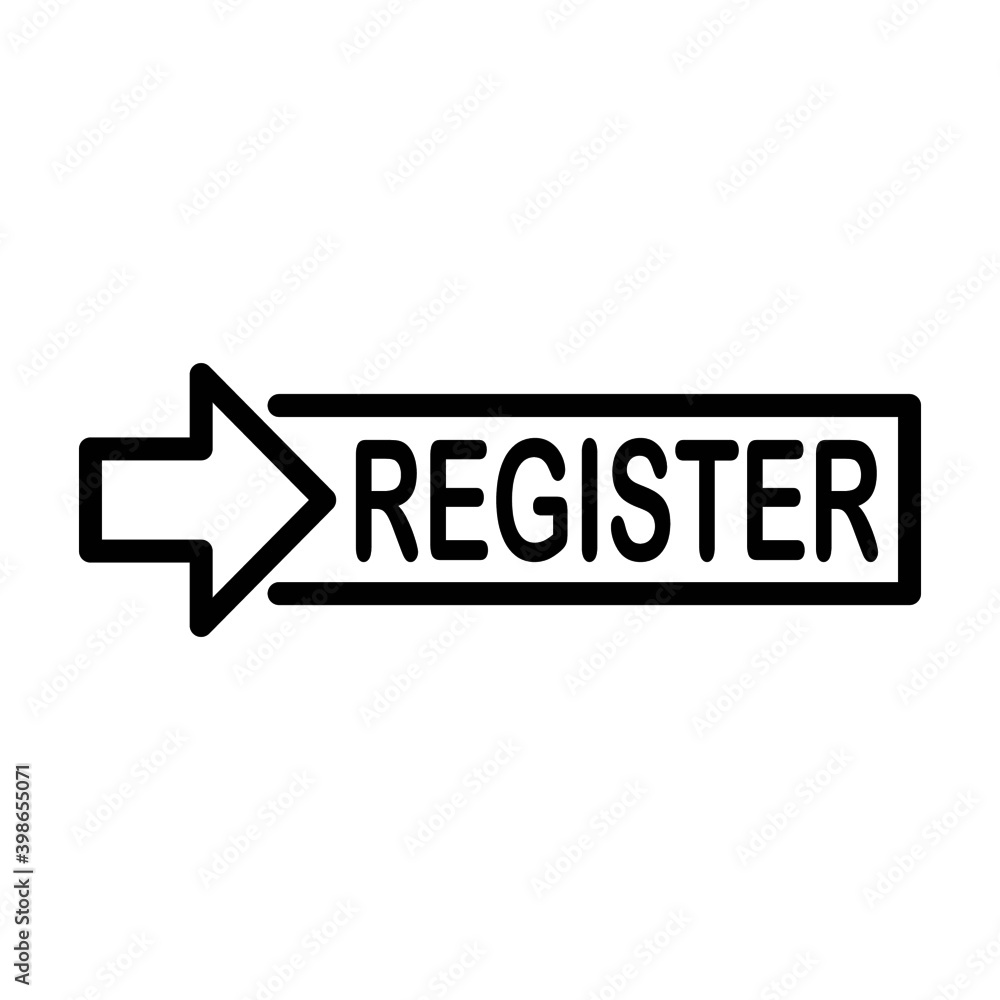 Register vector button isolated on white background Register vector button isolated on white background