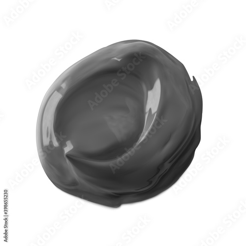 Circle blob black clay mask or cleanser realistic vector illustration isolated on white background. Beauty cosmetic creamy texture. Skincare product smudge