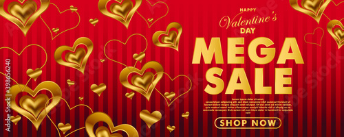 Valentine's day sale design with hearth background