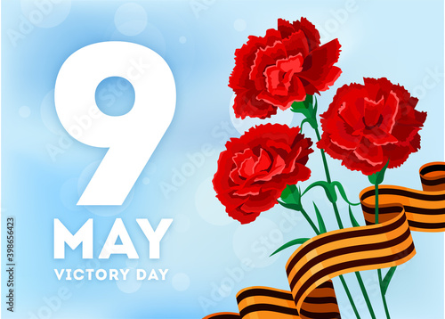 Russian Victory day with carnation and ribbons.