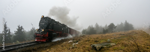Famous Brocken locomotive in the Harz Mountain National Park