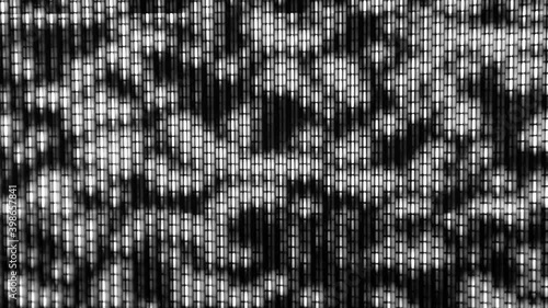 TV noise. CRT picture tube of an old retro TV. Close-up view, macro. Black and white TV pixels. There is no signal. Abstract background.