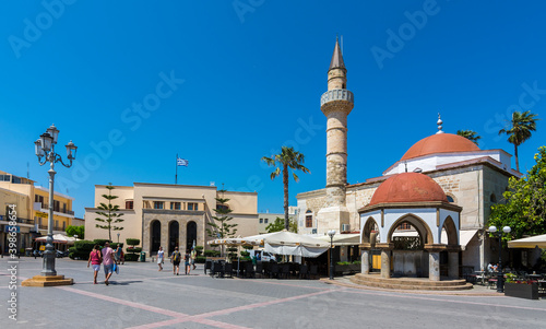 Famous Eleftherias square view in Kos Town. Kos Island is popular tourist destination in Aegean Sea. photo