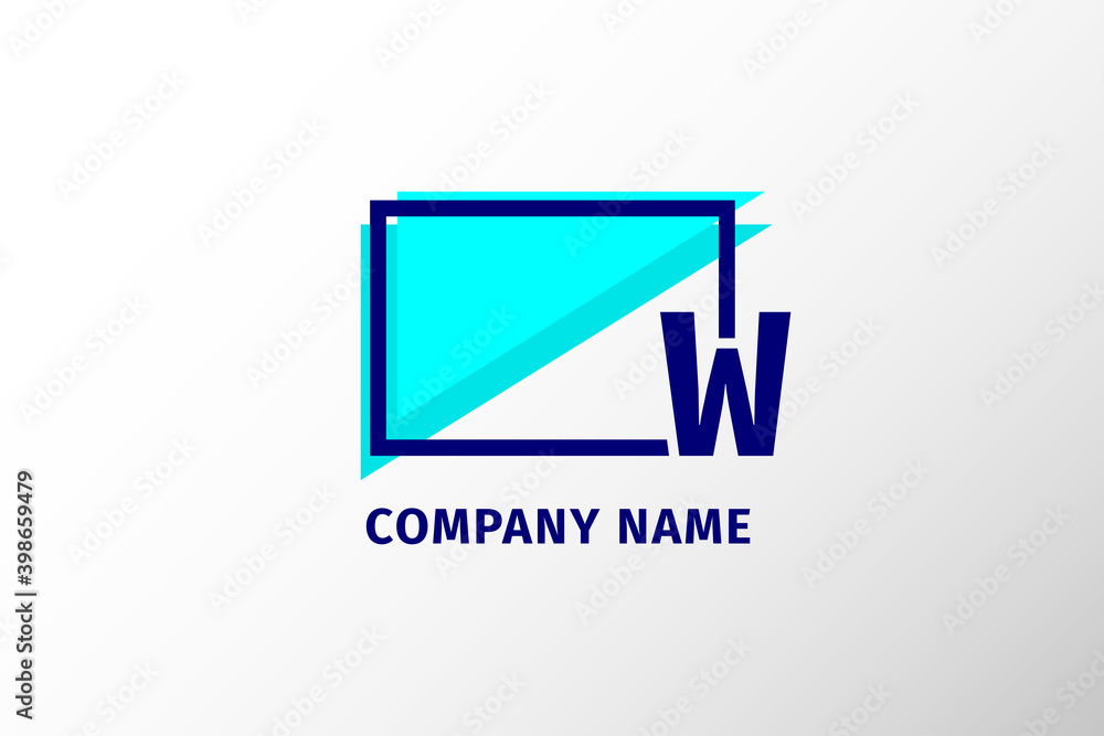 Fototapeta premium screen frame letter W. modern and stand out professional corporate logo